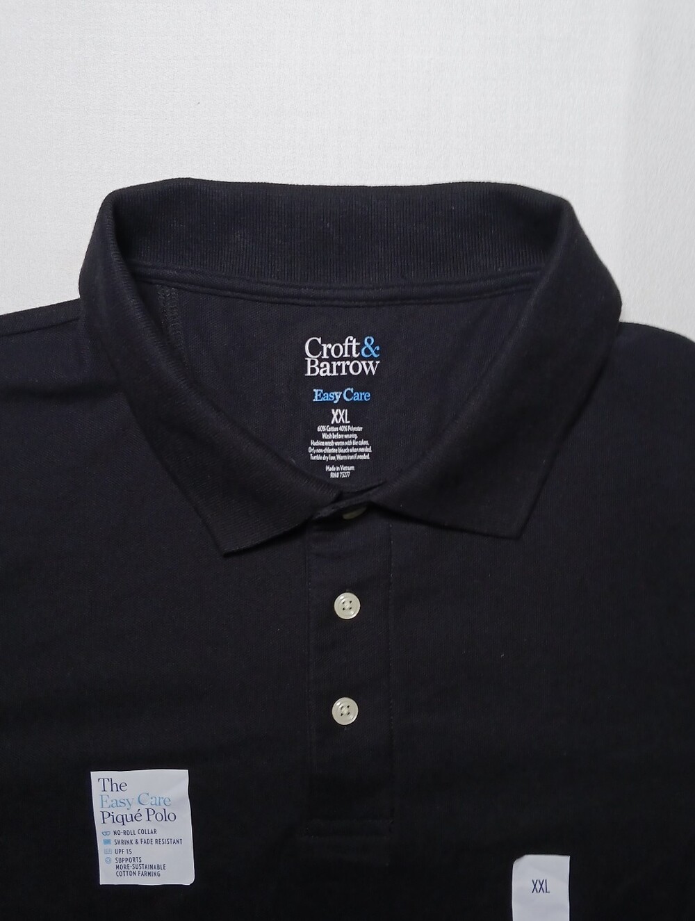 Croft & Barrow Mens Easy Care Pique Polo Shirt XXL Mineral Black NWT